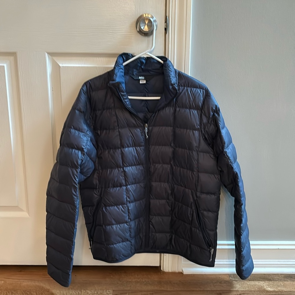 REI Men's Blue Down Packable Puffer Jacket